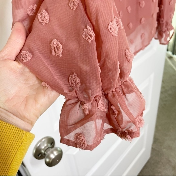 New Boutique Andree by Unit Mauve Pom Pom High Neck Blouse - Picture 6 of 11